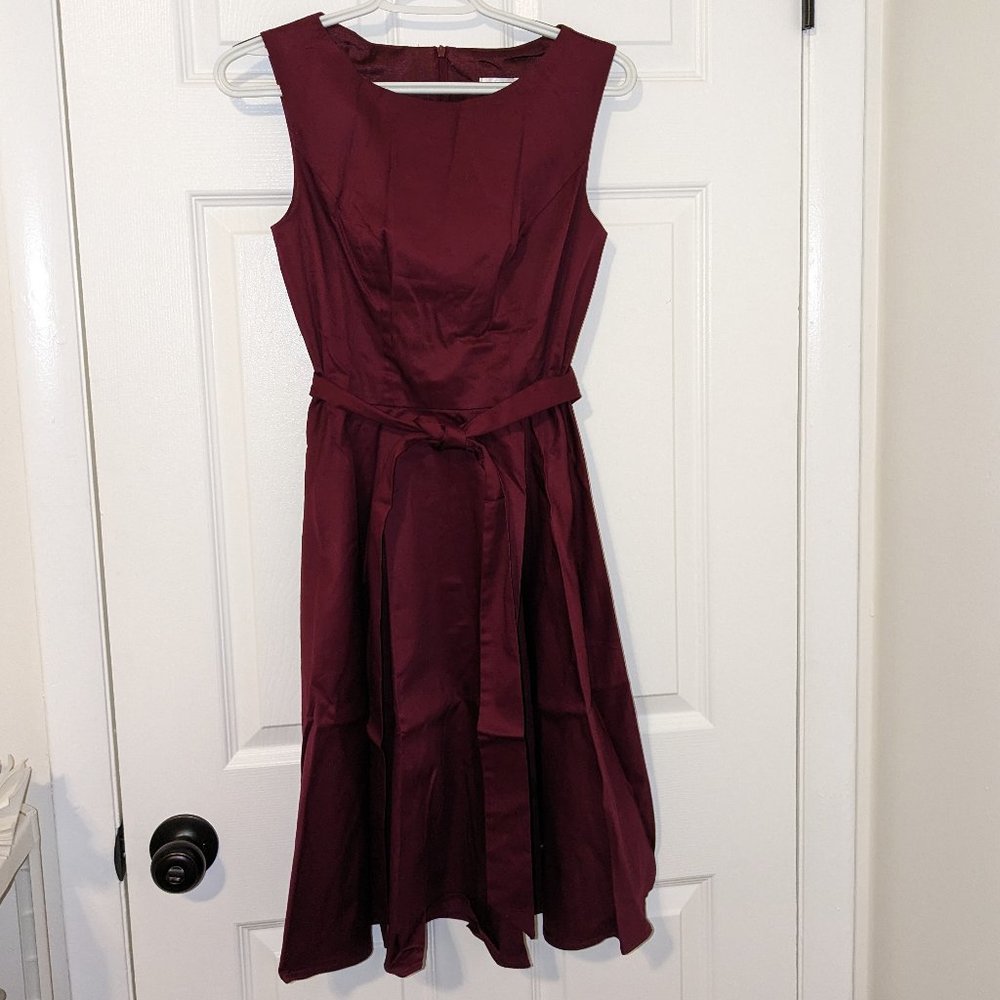 Hanpceir's burgundy flared cocktail dress